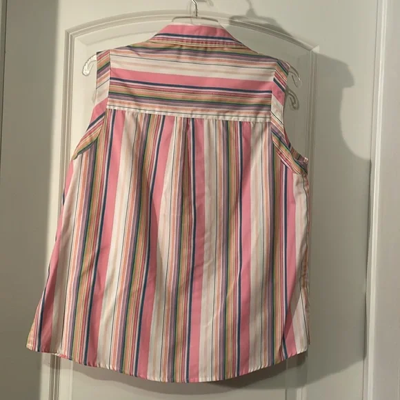 Pink stripe summer blouse. White Stag size L(12//14). - Picture 3 of 4